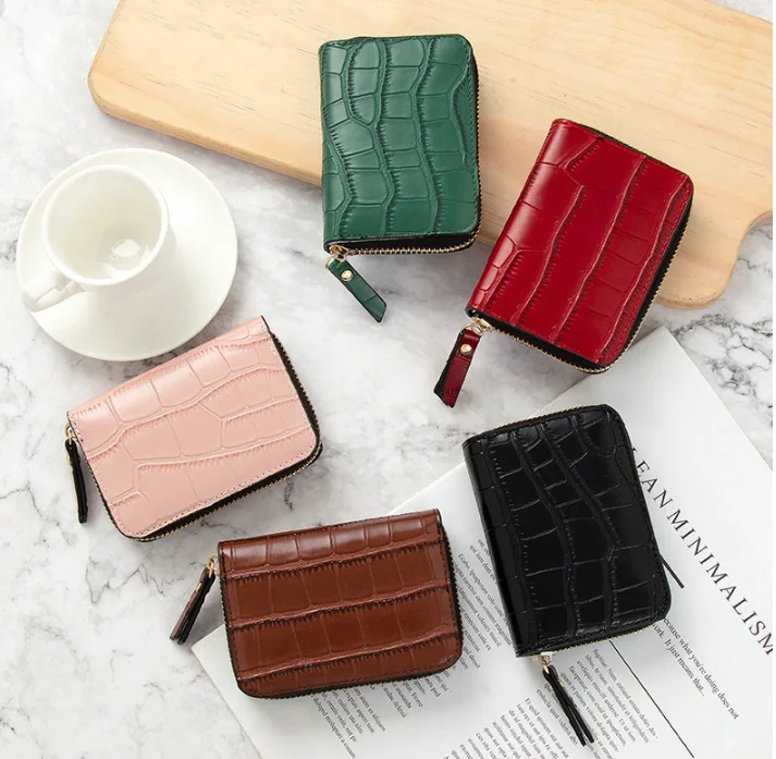 Hot top seller  fashion small wallets women summer travel luxury card holder with multifunction crocodile wallet