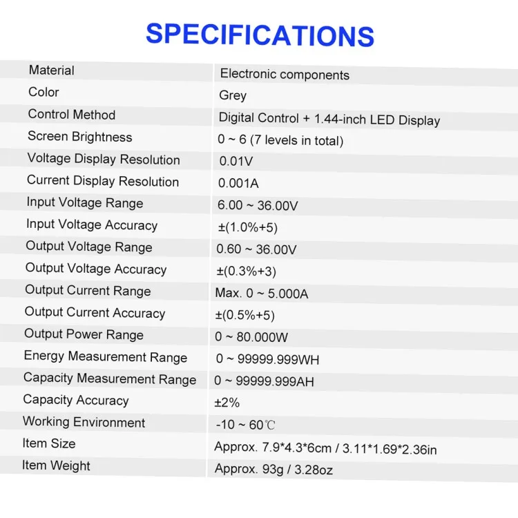 Digital Control Module 5A 80W Constant Voltage Current Programmable Power Supply Module Adjustable Voltage Regulator Data