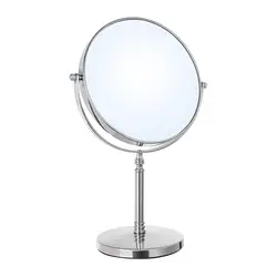 Docarelife Standing Private Label 1x 7x Magnifying Chrome Cosmetic Mirror 360 Rotatable Double Sided vanity two way round mirror