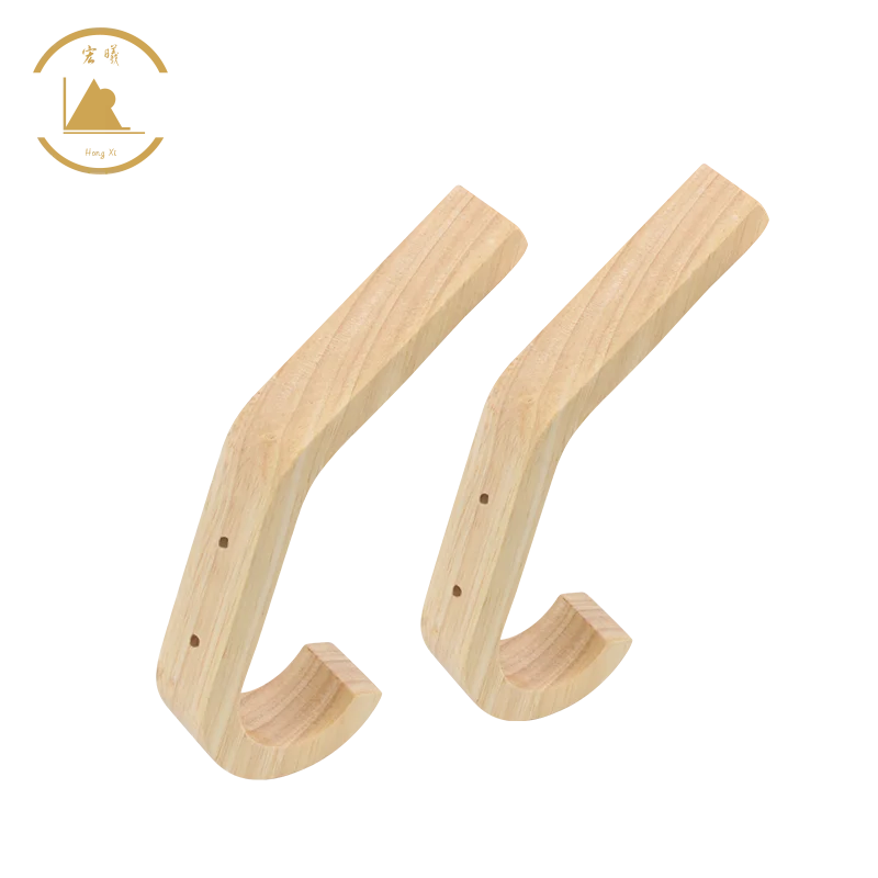 Factory Direct Natural Wooden Wall Coat Hooks  Clothes Hat Rack Hanger Wall Mounted Single Organizer Hangers Rubber wood hooks