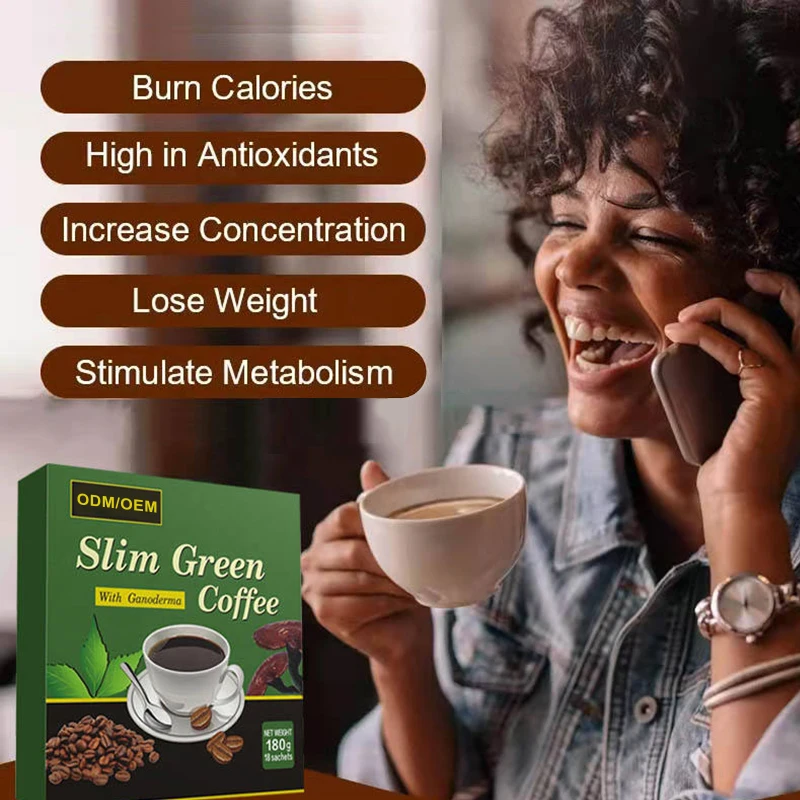 Fast Diet Coffee Factory Halal GMP natural burning-fat de-tox instant powder slim green coffee with Ganoderma