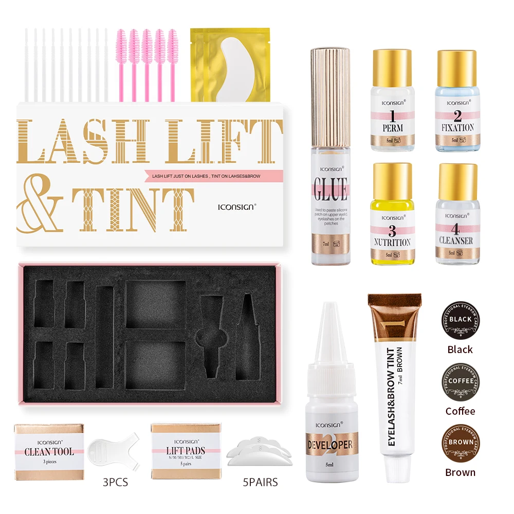 Iconsign original manufacturer Wimperlifting eyelash perming tinting with instruction lash lift and tint dye kit private label