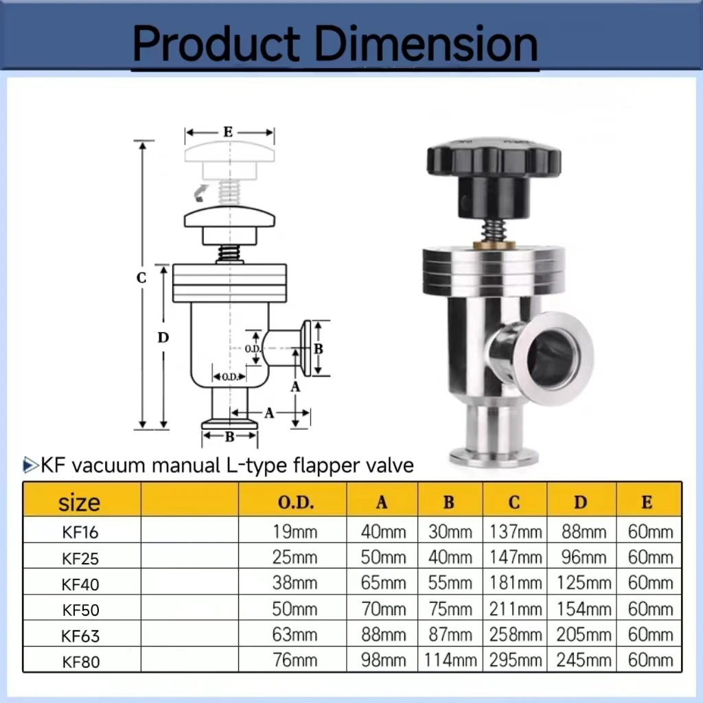 Stainless steel vacuum Isolation popet valve