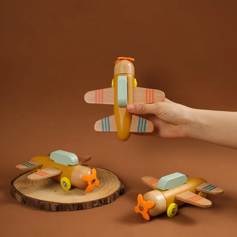 Mumoni New arrival wood toy glider Kids preschool motor skills toy High quality wooden plane toy