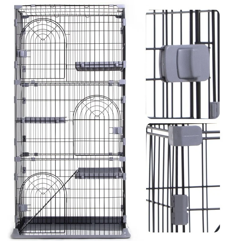 Wholesale stainless chicken coop rabbit playpen large diy cat outdoor metal cage enclosure three layered pet cat cage