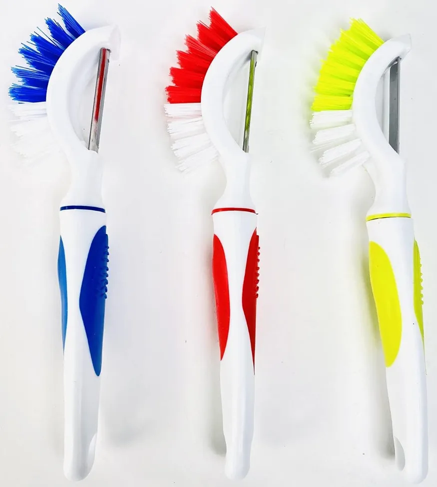 Blue Kitchen tool Fruit  Vegetable Cleaning Brush Potato Peeler