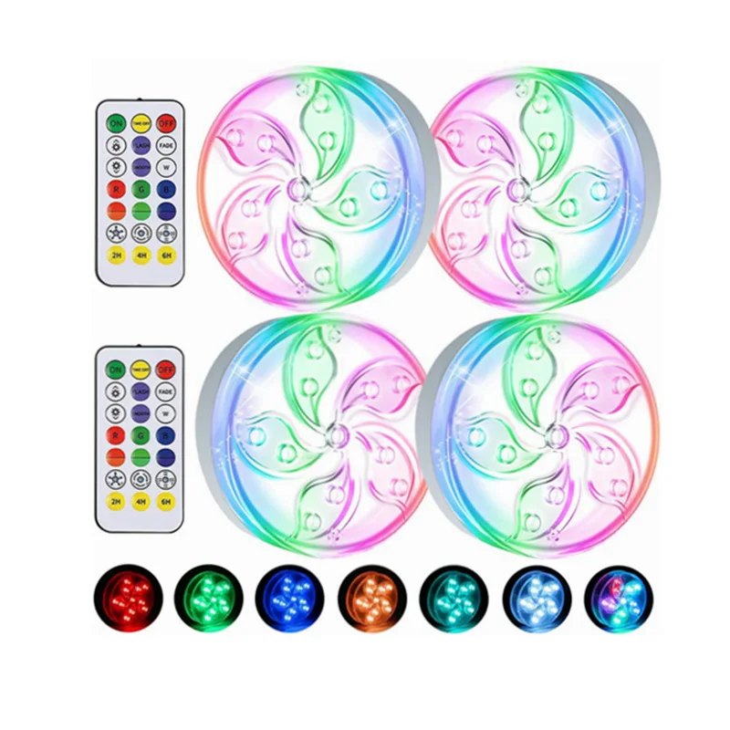 
High power Battery RGB IP68 Waterproof Swimming Underwater Submersible Led pool Light With Remote Control for fishtank bathtub 