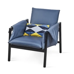 New design living room modern arm sofa chair upholstered lounge single large leather leisure chair with metal tube legs