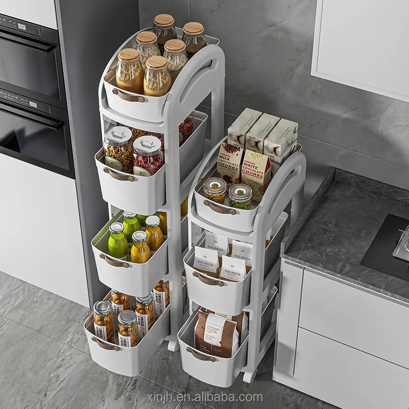 Undertable Storage Rack Kitchen Storage Cabinet Movable Small Cart Simple Wheeled Snack Storage