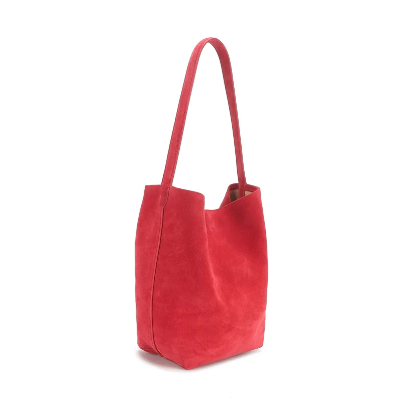 Tote Bag Reversed Suede High Capacity Suede 2023 Autumn/Winter One Shoulder Bucket Bag