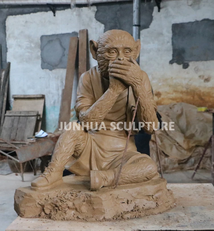 Three wise Bronze Monkeys Statue on Bench no speak no word no listen sculpture  bronze monkeys on bench sculpture