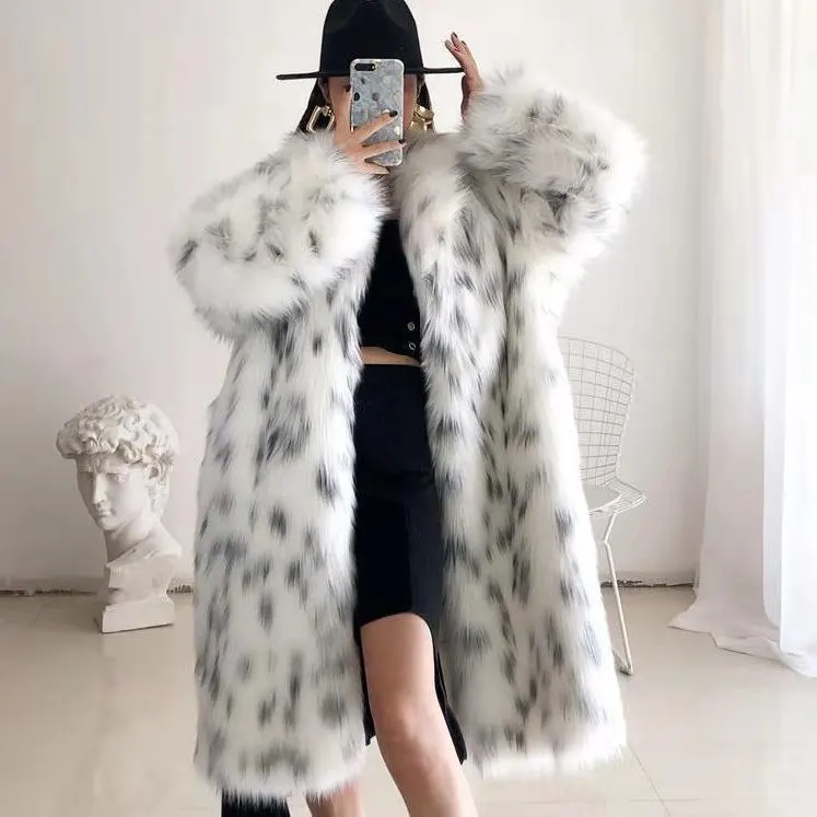 Faux fox fur coat thickened fashionable western style suit collar fur women winter  long coat
