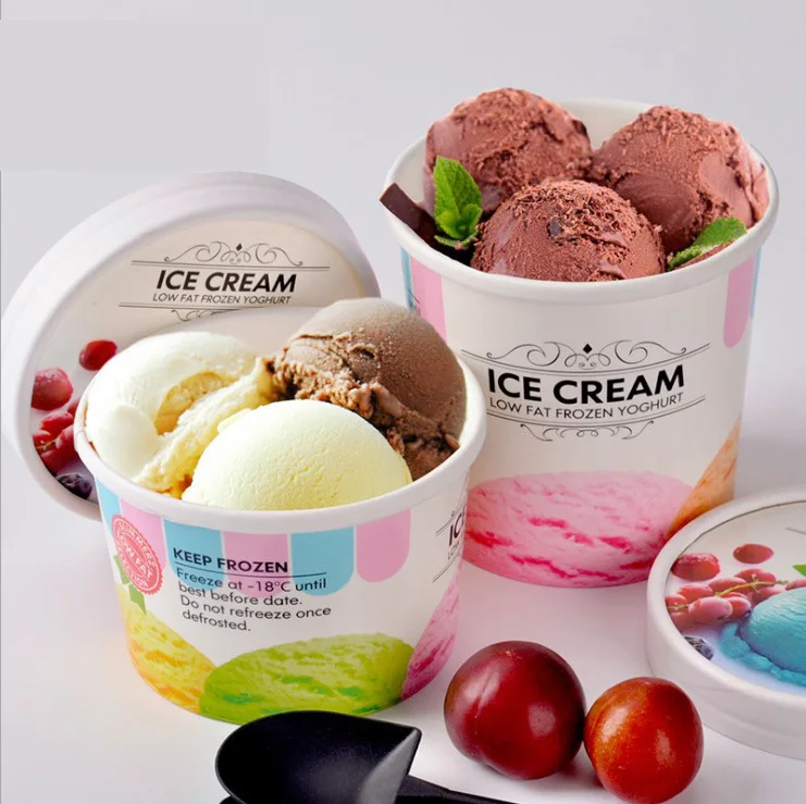 High Quality Biodegradable Ice Cream Container Ice Cream Bowl Colorful Ice Cream Paper Cup