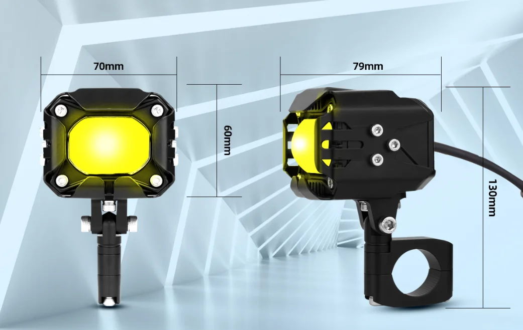 DC12v dual color high low beam 3 inch motorcycle auxiliary spotlights led fog lights for off road  electric vehicles