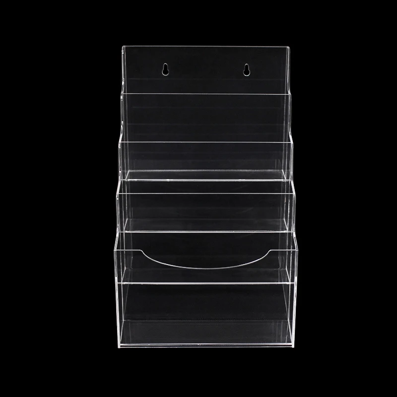 8.5*11 inches Acrylic 4-Tier Tabletop Brochure Magazines Display Holder Custom Logo
