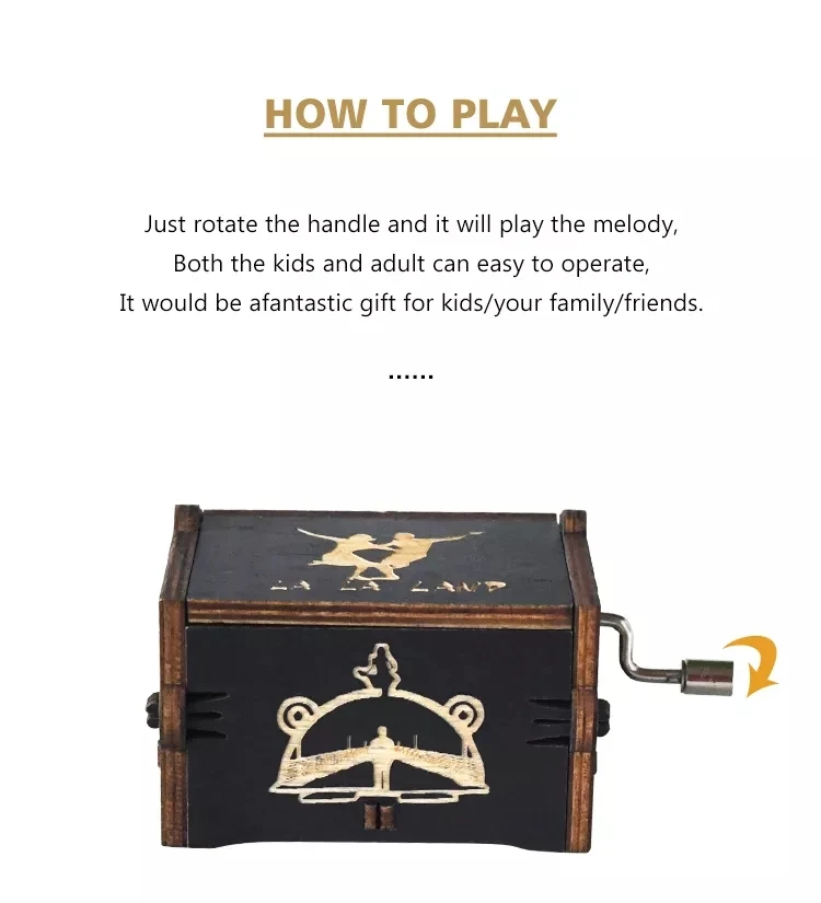 2023 new music box romantic couple wooden carving hand-cranked music box holiday birthday gift Christmas wooden music box