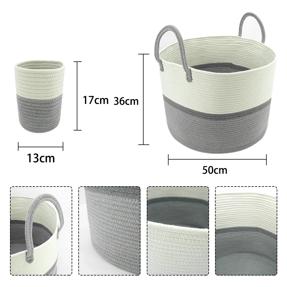 Новая современная плетеная хлопковая корзина премиум-класса с ручками, большая корзина для детской белья, полотенце, подгузников, хранения игрушек для детей