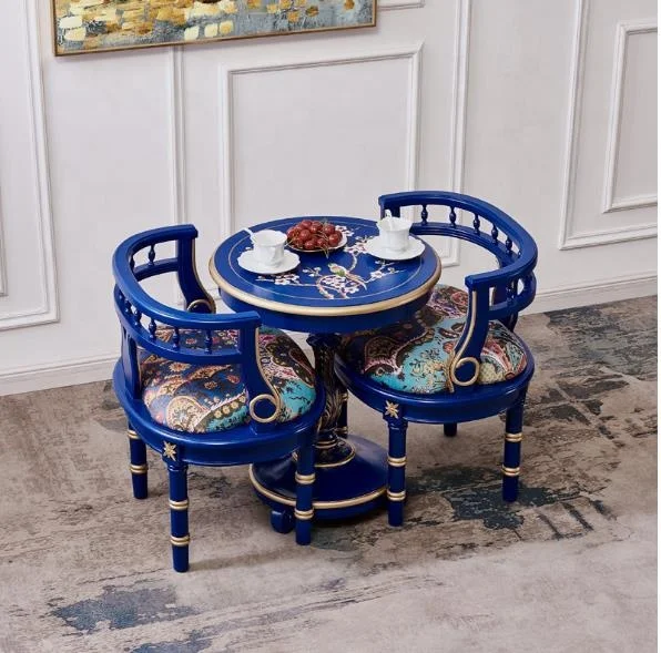 Factory wholesale French leisure chair combination balcony one table two chairs high-grade palace art painted furniture