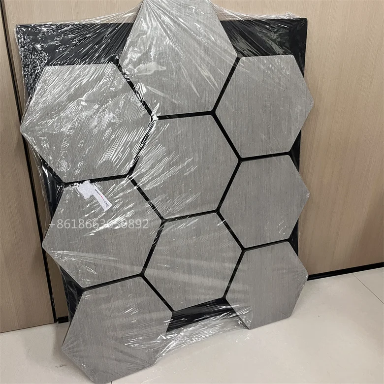 Manufacturer Hexagonal acoustic panels Polyester Fiber Board polyester acoustic panel Soundproof wood acoustic MDF akupanel