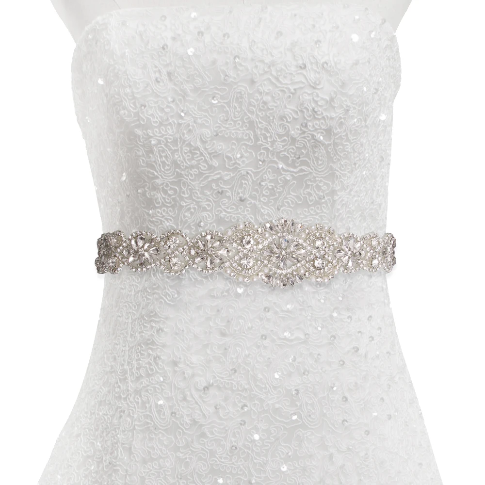 wholesale bling rhinestone trim Accessories Sew on Hot-fix bodice applique white wedding dress Crystal belt