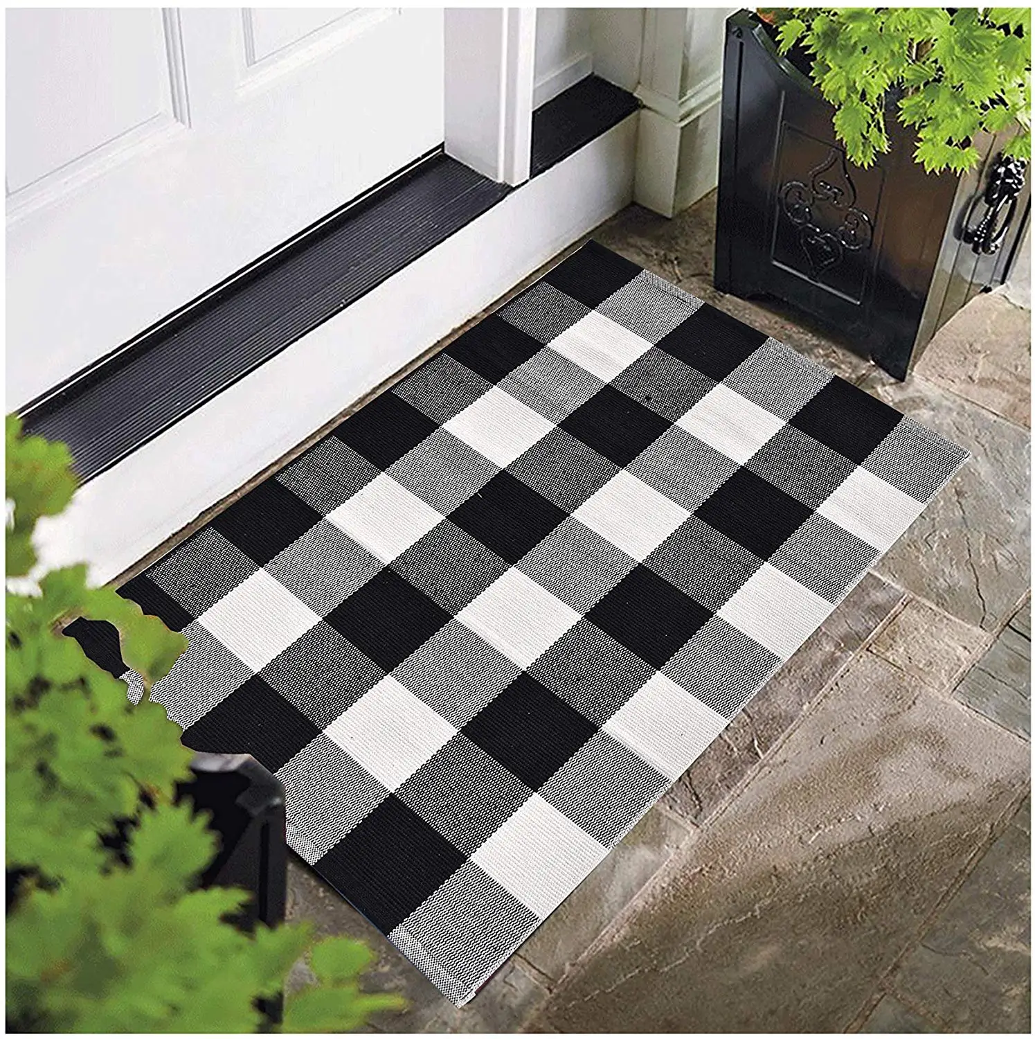 Woven Buffalo Plaid Checkered Indoor Outdoor Doormats