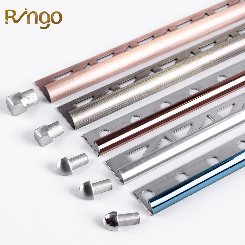 Foshan Ringo Bathroom Ceramic Round Stainless Steel Curved Tile Trim Edging Corner Border Profile For Tiles