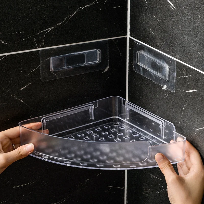 Bathroom corner shelf without punching and traceless sticker storage tripod toilet kitchen finishing rack