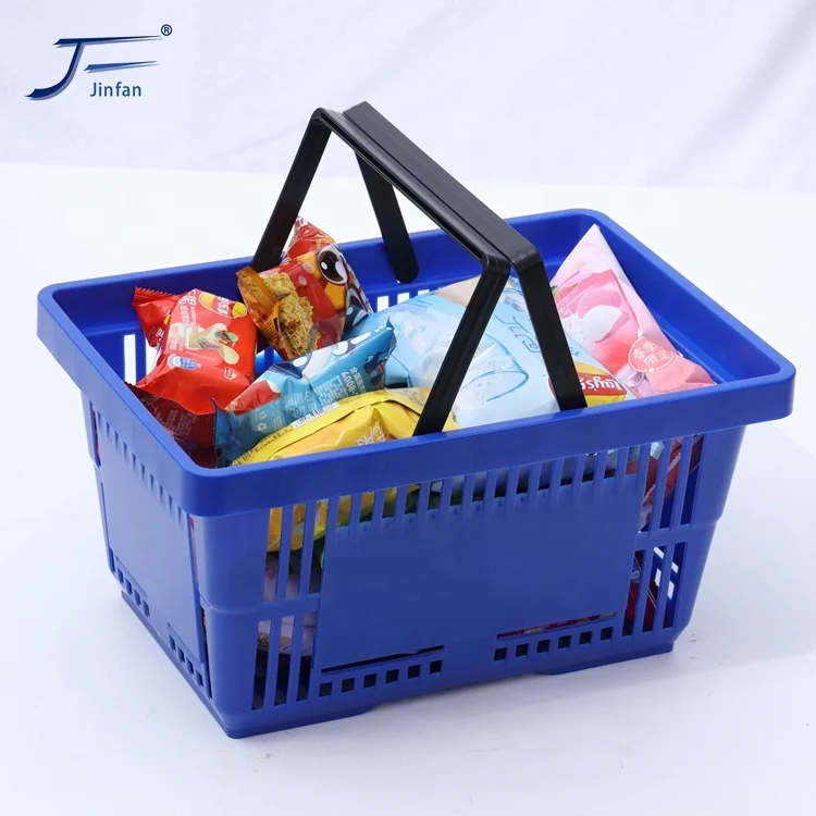 retail shop supermarket store small plastic shopping hand basket with inside handle  customized by direct factory