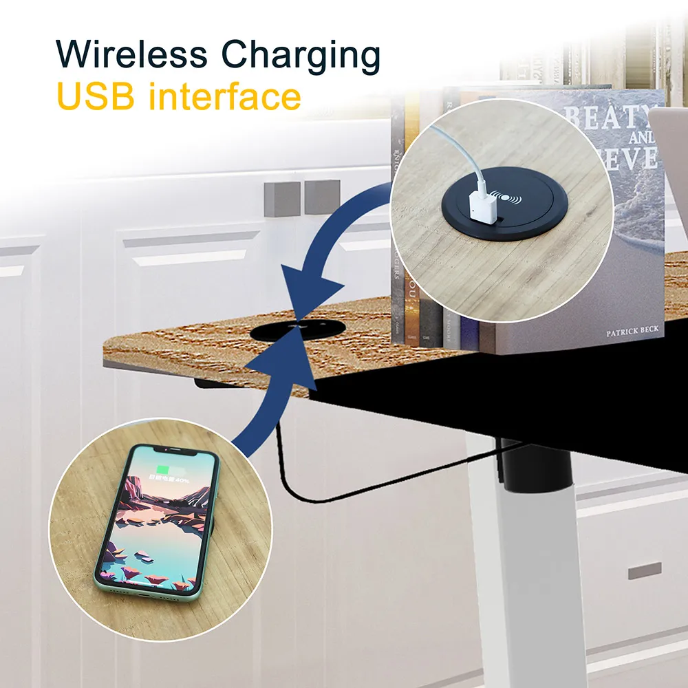 New Single Motor Height Adjustable Electric Standing Desk Sit Stand Table With Splice Board With Keyboard Tray