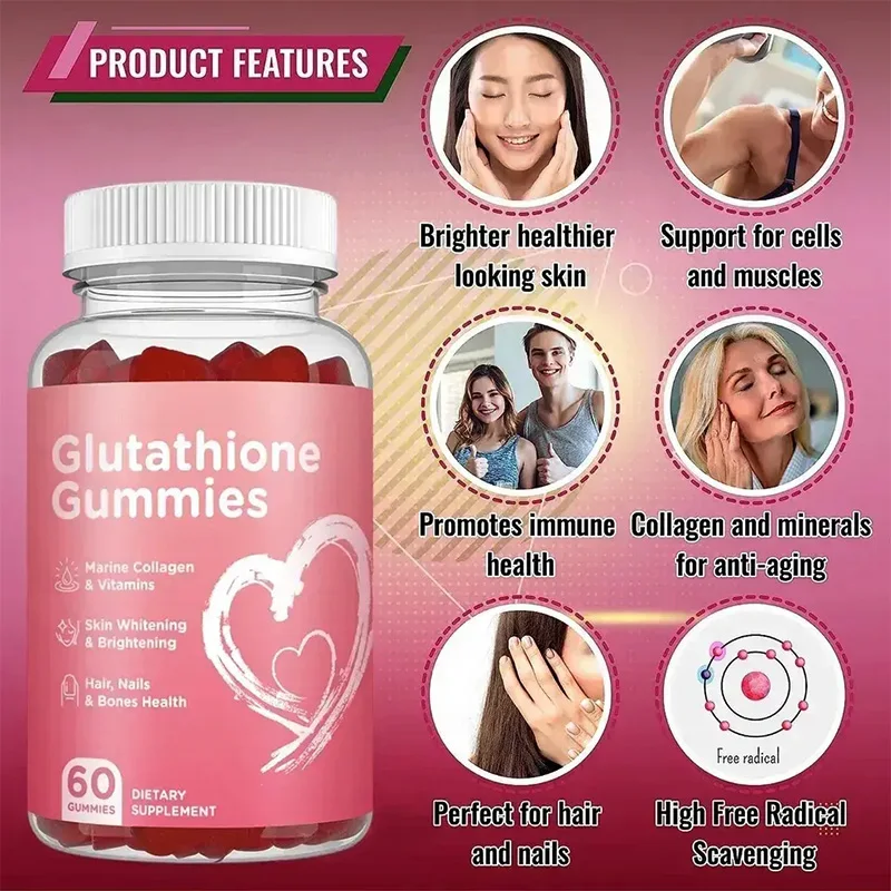 Collagen Gummies with Vitamin C Zinc and Biotin 200 mg - Healthy Skin Support - 60 Gummies