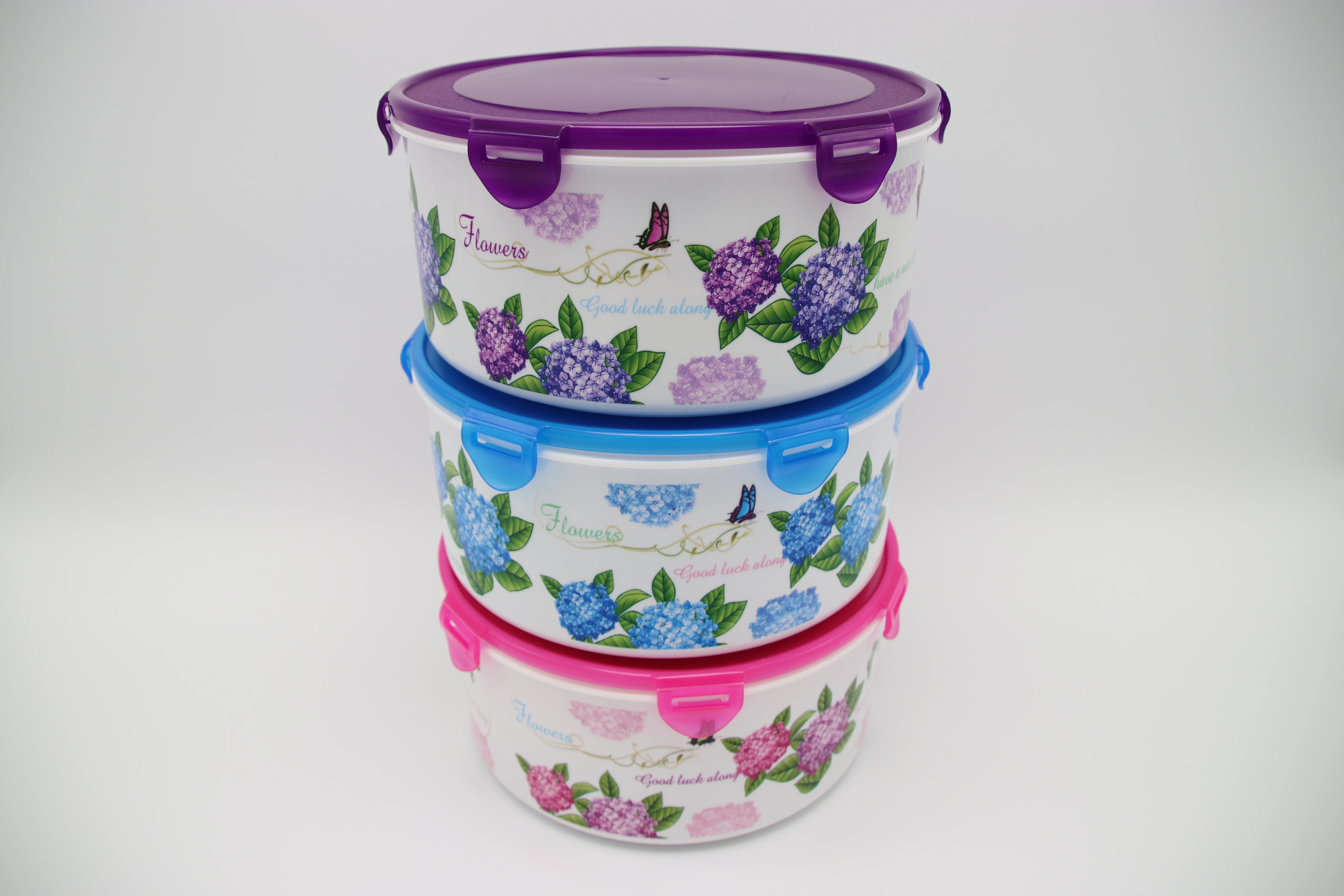 Good quality round plastic food container with lids