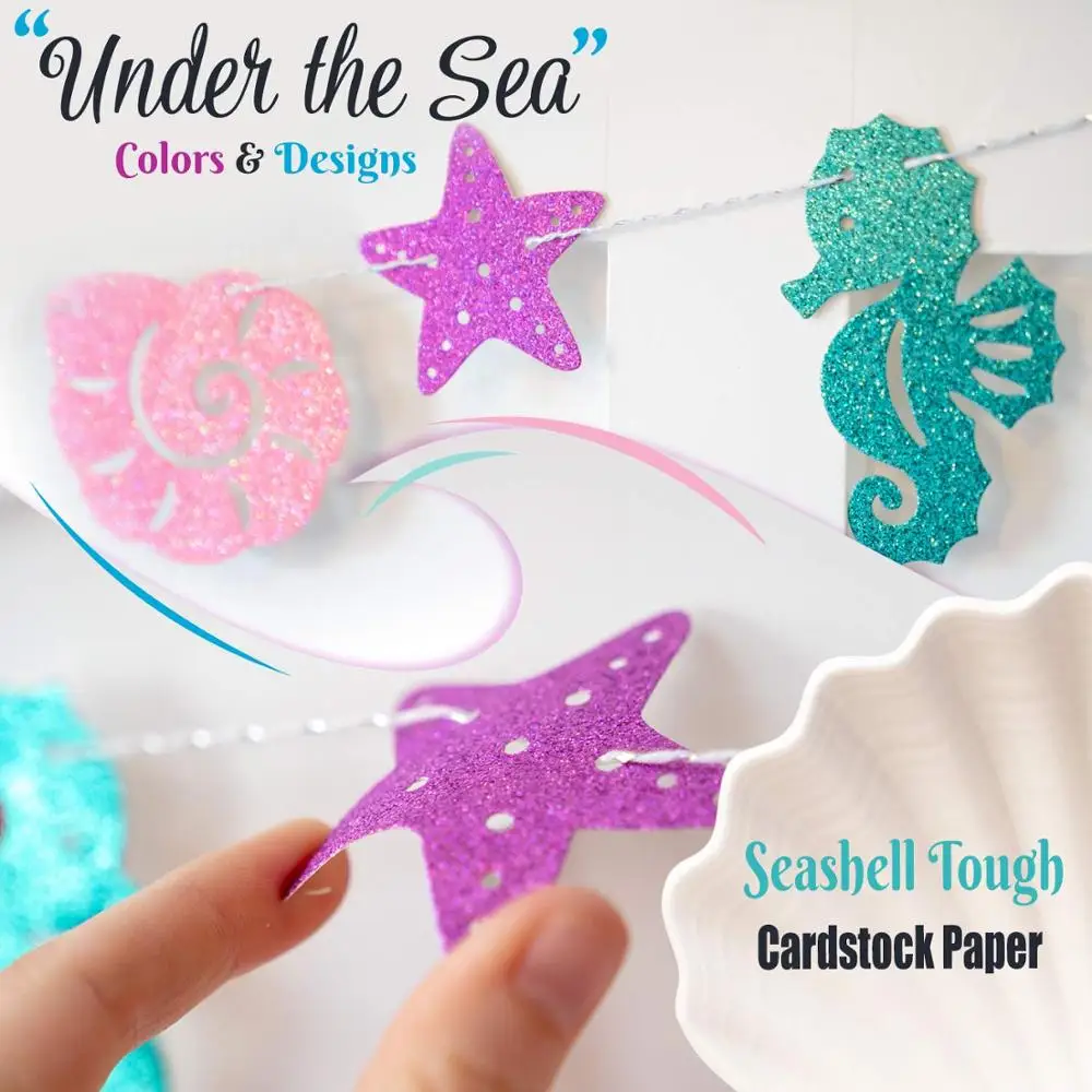 Sparkle Glitter Premium Under the Sea Mermaid Birthday Party Decor Theme Mermaid Happy Birthday Banner