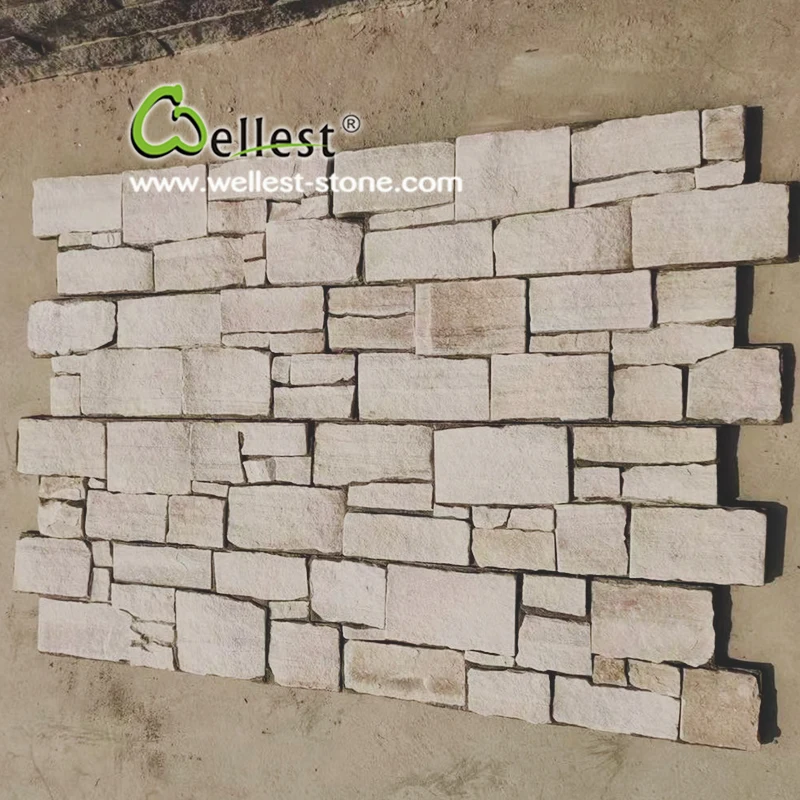 white beige sandstone for exterior wall cladding stone tile