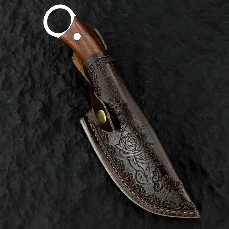 Wood Handle Woodthrush Outdoor Hunting Knife Camping Knife Forged stainless steel Chef butcher cleaver Fish knife With sheath