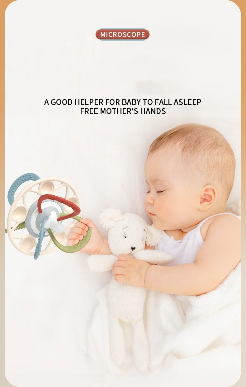 New Style Food Grade Silicone Baby Teether Rattle Sensory Ball With BPA Free