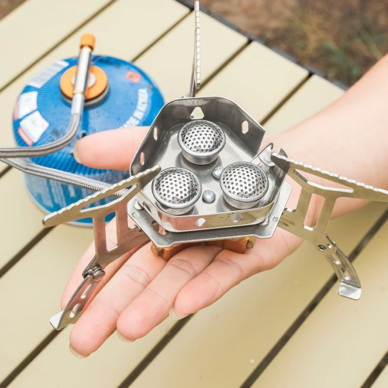 Kingpool Outdoor 3 Burner Gas Stove Hiking Picnic Equipment Portable Backpacking Stainless Steel Camping Gas Stoves