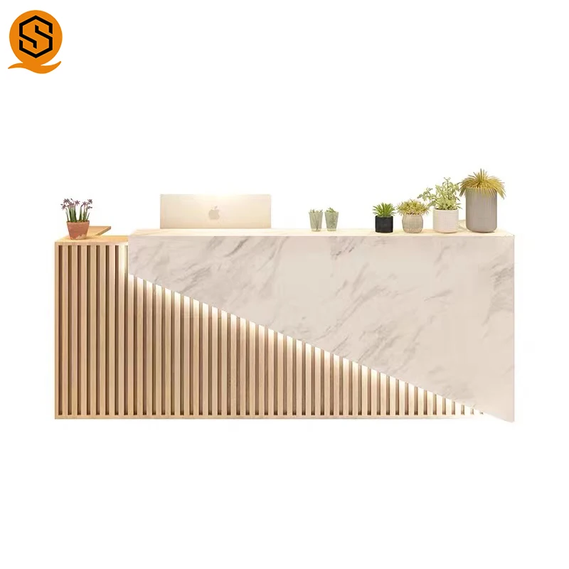 Factory Custom Front Desk Design Office Luxury Hotel Reception Counter