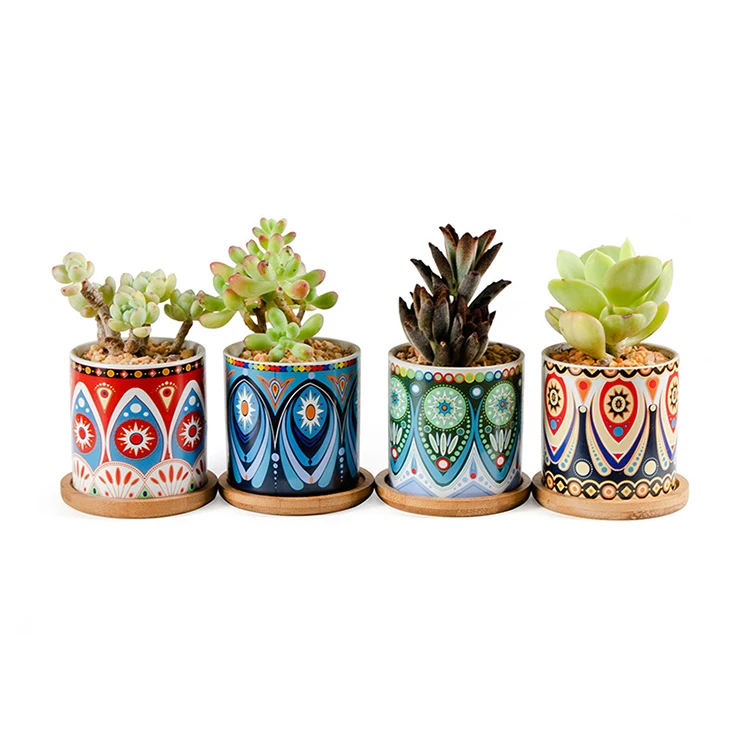 Mini Indoor Modern Desktop Round Pottery Small Ceramic Pots For Plants Planters