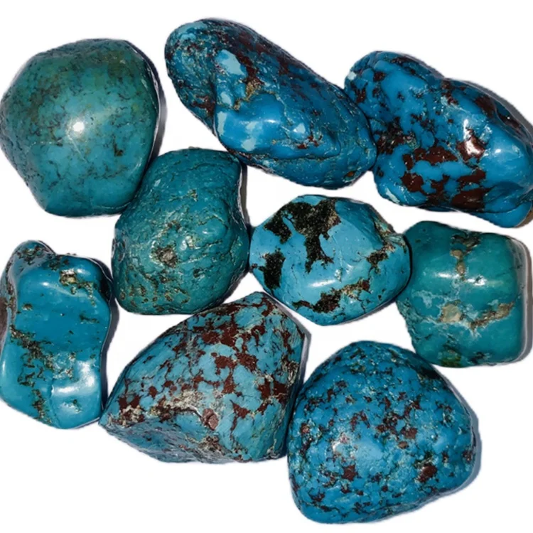 Turquoise Blue Stones with Dark Veins Blue Beads Large Chunky