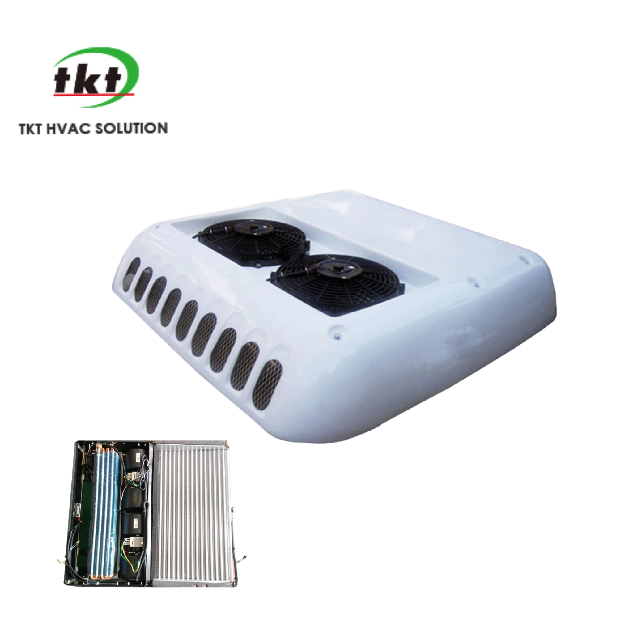 TKT engine drive cooling capacity 12KW, monoblock rooftop minibus air conditioner for Shuttle Bus Transport vehicle