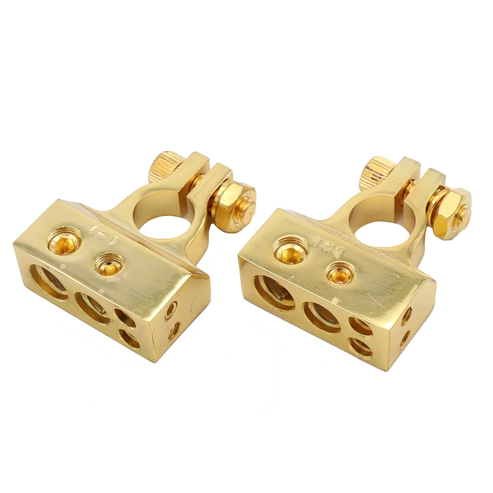 Copper Car Battery Terminals with 2 Clear Covers ,Car Battery Terminal Connectors Kit Positive and Negative(1 pair)