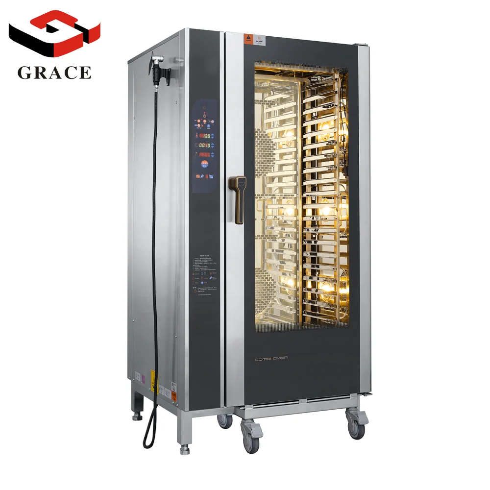 Commercial Kitchen Multifunction Digital 20 Trays Electric Combination Food Combi Steamer Oven