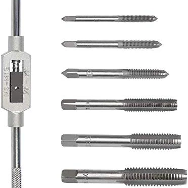 Tap Machine Hand Screw Thread Taps Set Metric Plug Drill Bits of 7Pcs M3-M12 With Adjustable Reamer