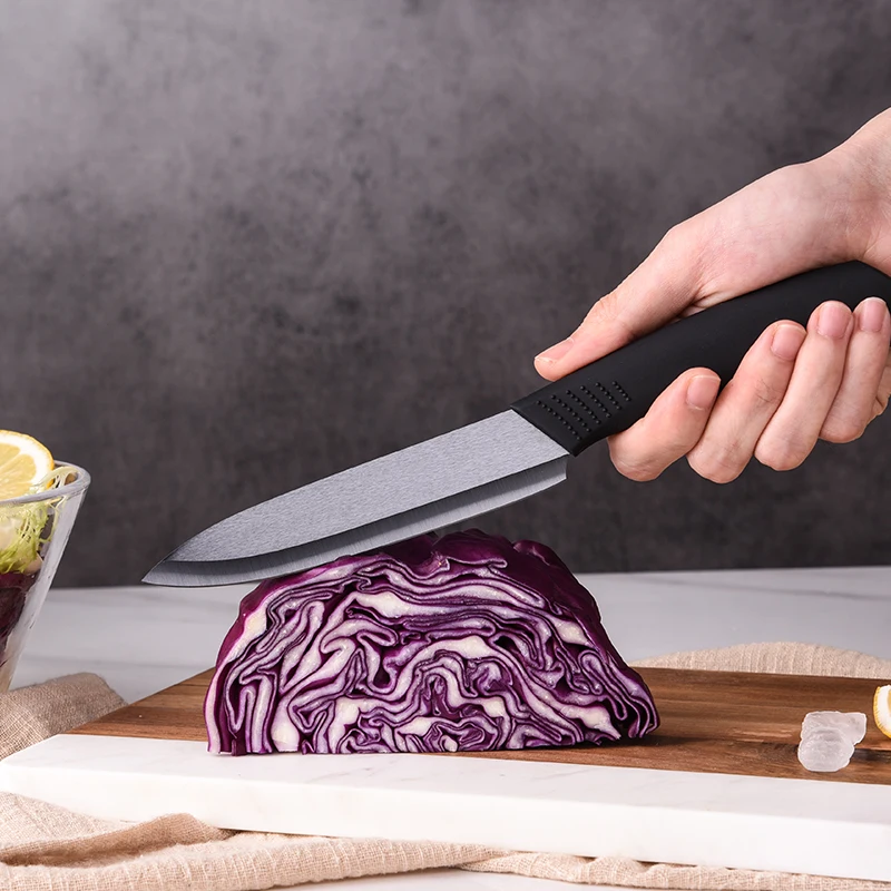 6Inch Home Kitchen Ceramic Knife Black Zirconia Utility Fruit Knife With Soft Touch TPR Handle