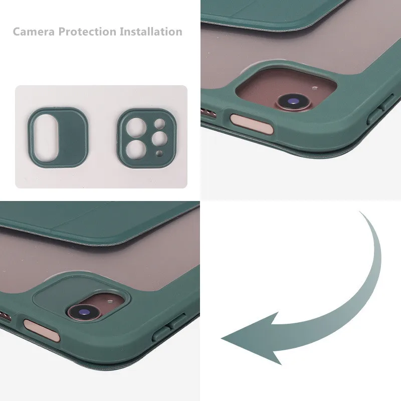 360 Rotatable Case for ipad 10.2 Case Cover for ipad pro 12.9 leather case Clear Hybrid Back Cover with Pencil Holder