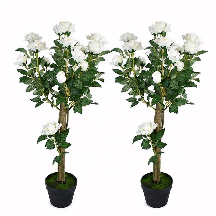 Artificial Flowers White Silk Roses Velvet Flowers Long Stem Fake Rose Flowers Bouquet for Wedding Home