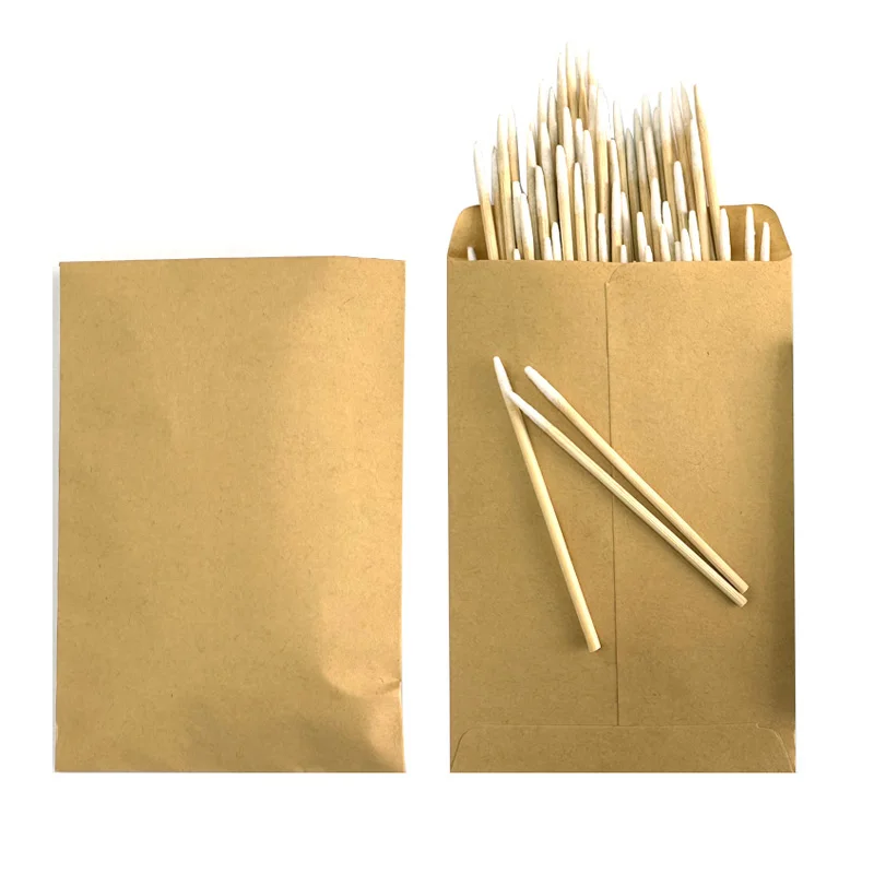 Деревянные бамбуковые палочки тонкие ватные Красивые для бровей тату макияжа глаз в крафт-коробке конверт