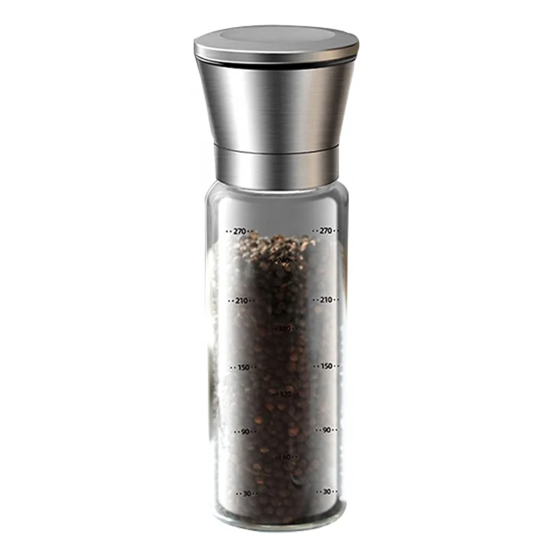 200ml,300ml,500ml High Borosilicate Glass Spice Jars Stainless Steel Grinder Cap