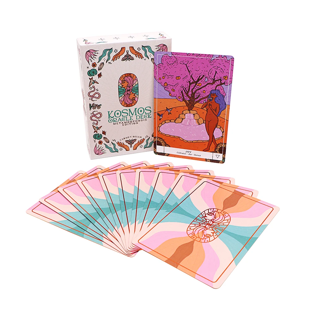 Custom Printing Personalized Paper Oracle Deck  Gold Edge Tarot Cards Rose Gold Birth And Labour Affirmation Cards