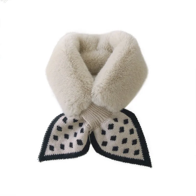 2022 Women Sweet Warm Autumn Winter Student Scarf  Fur Knitted Collar Scarf
